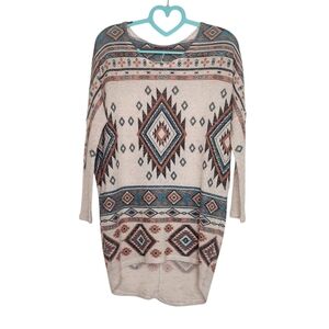 Gievergate Shirt Womens Small Aztec Southwest Tribal Loose Knit Long Sleeve